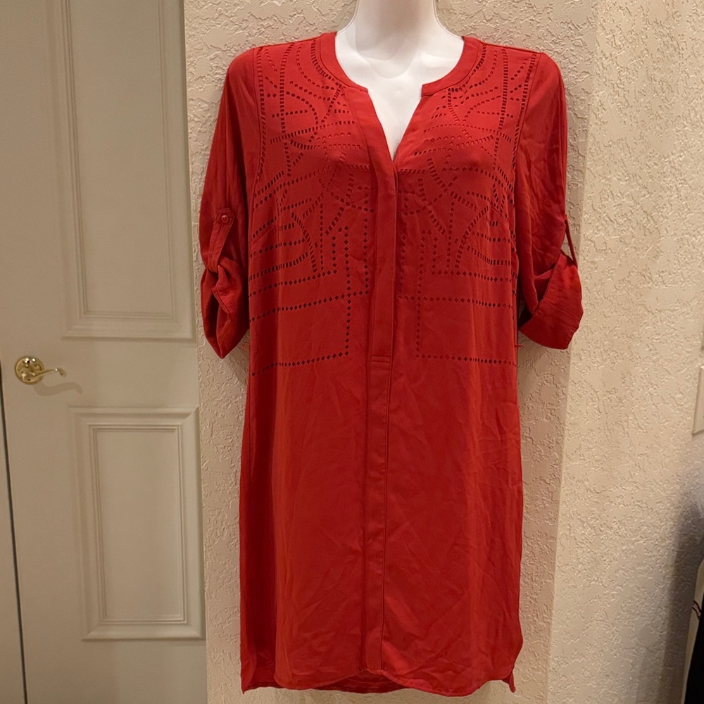 White House Black Market Long Sleeve Red Dress